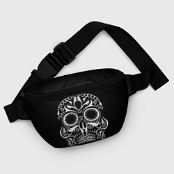Поясная сумка Мексиканский череп на черном, цвет: 3D-принт — фото 2