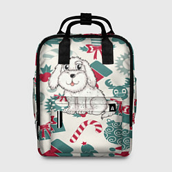 Рюкзак женский Новогодний щенок, цвет: 3D-принт
