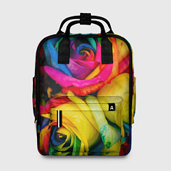 Рюкзак женский Разноцветные розы, цвет: 3D-принт