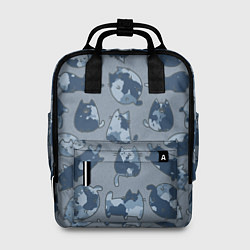 Женский рюкзак Камуфляж с котиками серо-голубой