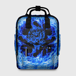 Женский рюкзак Лев в синем пламени