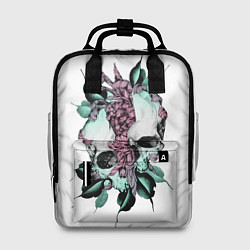 Рюкзак женский Череп с японскими цветами, цвет: 3D-принт