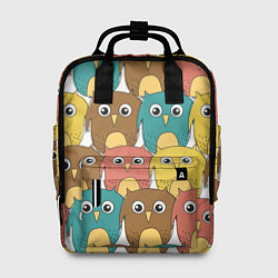 Рюкзак женский Разноцветные совы, цвет: 3D-принт