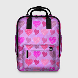 Рюкзак женский Розовые сердечки, цвет: 3D-принт