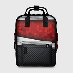 Рюкзак женский 3D Красные соты металлические, цвет: 3D-принт