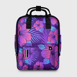 Рюкзак женский Узор Неоновый Гибискус, цвет: 3D-принт