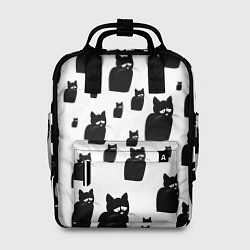 Рюкзак женский Принт из грустных черных котов, цвет: 3D-принт