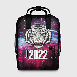 Рюкзак женский ЧЁРНЫЙ ТИГР НОВЫЙ ГОД 2022 GRAY TIGER NEW YEAR, цвет: 3D-принт