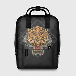 Рюкзак женский Голова тигра в ромбе, цвет: 3D-принт
