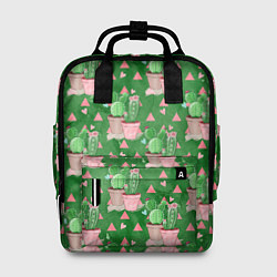 Рюкзак женский Кактусы в горшках green, цвет: 3D-принт