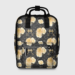 Женский рюкзак Желтые цветы на черном фоне