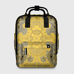 Рюкзак женский Коллекция Фрактальная мозаика Желтый на черном 573, цвет: 3D-принт