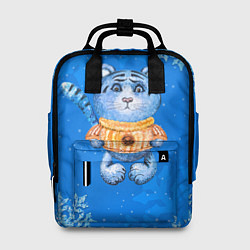 Рюкзак женский Синий плюшевый тигренок 2022, цвет: 3D-принт