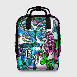 Рюкзак женский Рой цветных бабочек, цвет: 3D-принт