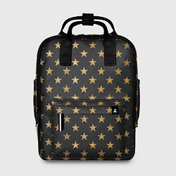 Рюкзак женский Золотые звезды Gold Black, цвет: 3D-принт