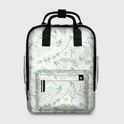 Рюкзак женский Хаос из зелёных веток и листьев, цвет: 3D-принт