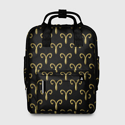 Женский рюкзак Золотой овен на черном фоне Паттерн