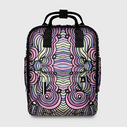 Рюкзак женский Абстракция разноцветная Калейдоскоп Фиолетовый, зе, цвет: 3D-принт