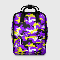 Рюкзак женский Камуфляж Фиолетово-Жёлтый, цвет: 3D-принт