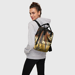 Рюкзак женский Черный с золотым фрактал Абстракция, цвет: 3D-принт — фото 2