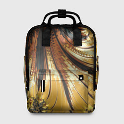 Рюкзак женский Черный с золотым фрактал Абстракция, цвет: 3D-принт