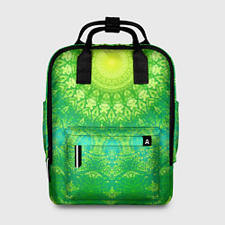 Рюкзак женский Желто-зеленая мандала, цвет: 3D-принт