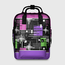 Рюкзак женский Розово-фиолетовый геометрические фигуры и полосы, цвет: 3D-принт