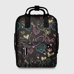 Рюкзак женский Паттерн милые животные и сердечки, цвет: 3D-принт