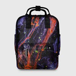 Рюкзак женский Неоновые краски во тьме - Оранжевый и фиолетовый, цвет: 3D-принт