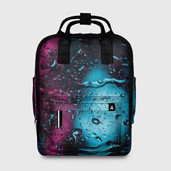 Рюкзак женский Неоновые сюрреалистичные капли - Розовый и голубой, цвет: 3D-принт