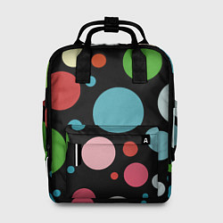 Женский рюкзак Разноцветные круги на чёрном фоне