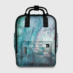Женский рюкзак Абстрактные краски на холсте - Голубой