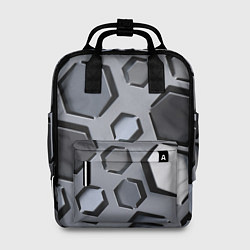 Рюкзак женский Металлическая киберпанк броня - Серый, цвет: 3D-принт