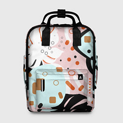 Женский рюкзак Абстрактные фигуры с пальмовыми листами на розовом