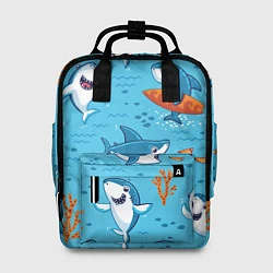 Рюкзак женский Прикольные акулята - паттерн, цвет: 3D-принт