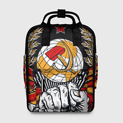 Рюкзак женский Герб СССР на черном фоне, цвет: 3D-принт
