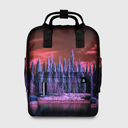 Рюкзак женский Абстрактный фиолетовый лес и тёмная река, цвет: 3D-принт