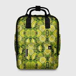 Рюкзак женский Зеленые узоры: волны абстракции, цвет: 3D-принт