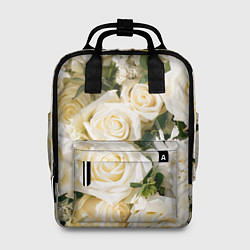 Рюкзак женский Белые Розы, беззащитны шипы, цвет: 3D-принт