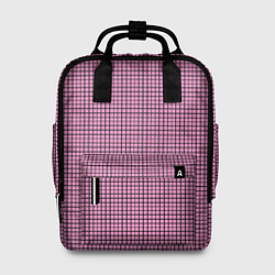 Рюкзак женский Мелкая черно-розовая клетка, цвет: 3D-принт