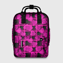 Рюкзак женский Black and pink hearts pattern on checkered, цвет: 3D-принт