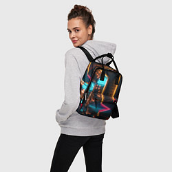 Рюкзак женский Неоновые огни на геометрических поверхностях, цвет: 3D-принт — фото 2