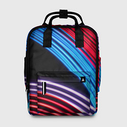 Рюкзак женский Красные и голубые абстрактные линии, цвет: 3D-принт