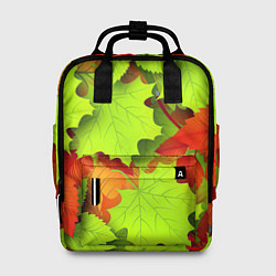 Рюкзак женский Зелёные осенние листья, цвет: 3D-принт