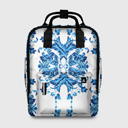 Рюкзак женский Гжель синие цветы, цвет: 3D-принт