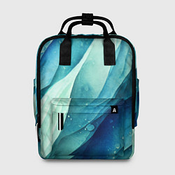 Рюкзак женский Акварельные синие узоры, цвет: 3D-принт