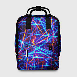 Рюкзак женский Красно-синие неоновые линии, цвет: 3D-принт