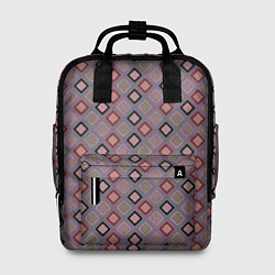 Рюкзак женский Разноцветные квадраты с зигзагами, цвет: 3D-принт