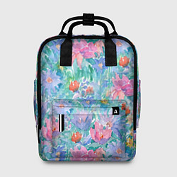 Рюкзак женский Цветущий луг абстракция акварель, цвет: 3D-принт