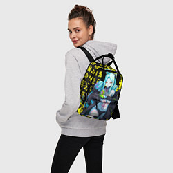 Рюкзак женский Ребекка и иероглифы - Киберпанк аниме, цвет: 3D-принт — фото 2